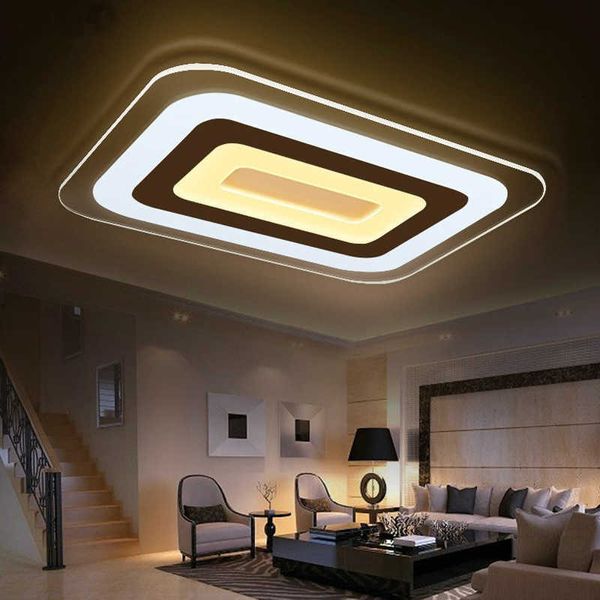 Luzes Ultra-finas acrílicas modernas Luzes de teto quadrado para sala de estar quarto lamparas de techo colgante lâmpada de teto led lâmpada 0209