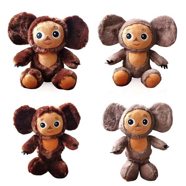 2023 Cheburashka macushies macacos de macacos 23 cm de pelúcia adorável brinquedos de macaco grande ouvido