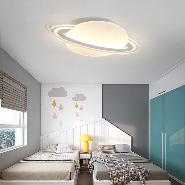 Luzes de teto quarto infantil quarto simples quarto moderno menino e menina Estudo Ultra-fino Planeta de desenho animado elíptico Lâmpada de teto LED 0209