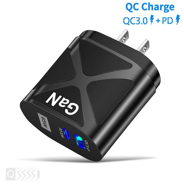 65W GAN Bloco Adaptador de Carregador Fast para MacBook Pro Laptop Tipo C PD Chargers de viagens de carregamento rápido para iPhone 13 14 iPad Huawei Xiaomi Samsung