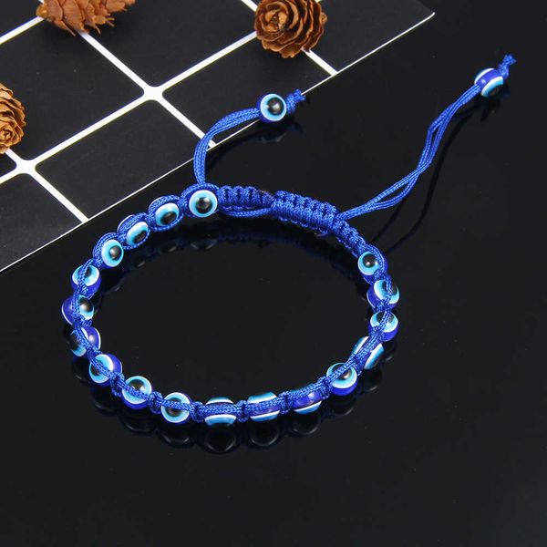 Gliederkette Türkischer Schmuck Handgefertigtes Amulett Nazar Evil Blue Lucky Eye Armband für Frauen Verstellbares Seil Geflochtene Perlenarmbänder Emo Schmuck G230208