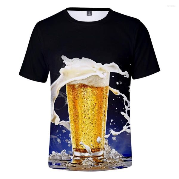 Camisetas masculinas cerveja impressa dia 3d camisetas homens homens tees harajuku manga curta de camiseta de verão roupas de moda