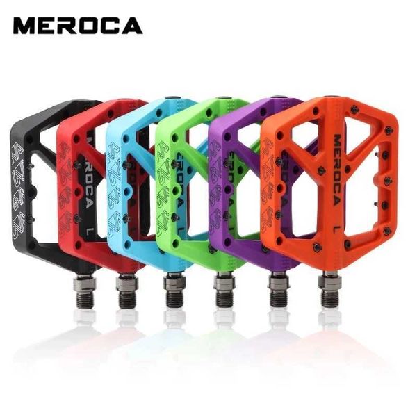 Fahrradpedale MEROCA Fahrradpedal Ultraleichtes Nylon-Pedal mit breitem Lager Flache Plattformpedale AM DH XC Dead Flying Mountain Road Bike Pedal 0208