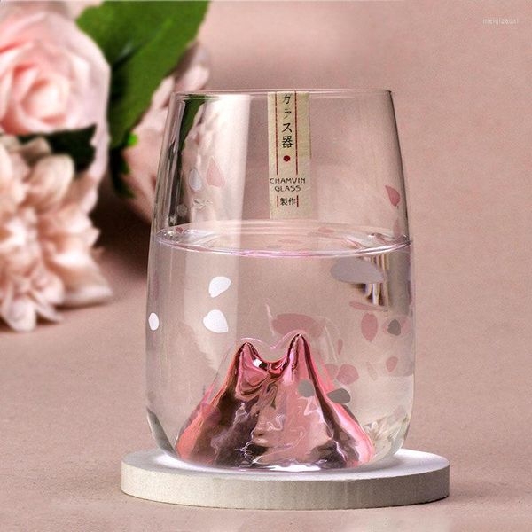 Bicchieri da vino Creative Water Cup Prodotto femminile Autunno Famoso fiore di ciliegio Vetro giapponese Piccolo stile Ins fresco