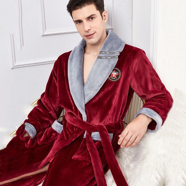 Abiti da uomo Plus Size 3XL Flanella Uomo Robe Sleepwear Inverno Caldo Kimono Accappatoio Abito Spessa Coral Fleece Coppia Nightwear Abbigliamento per la casa maschile 230208