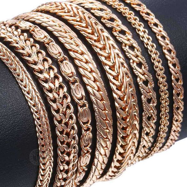 Catena di link da 20 cm braccialetti per donne uomini 585 rosa oro in oro in oro rosa lumacapnapista venetiana legare le catene bracciale su gioielli alla moda a mano CBB1 G230208