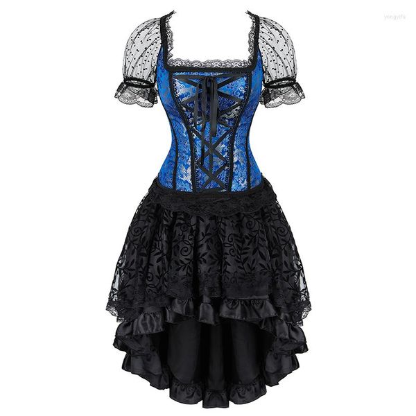 Bustini Corsetti Sexy corsetto stile Lolita Abito vittoriano Plus Size Burlesque Maniche Gonna Set Halloween Party Danza Costume cosplay