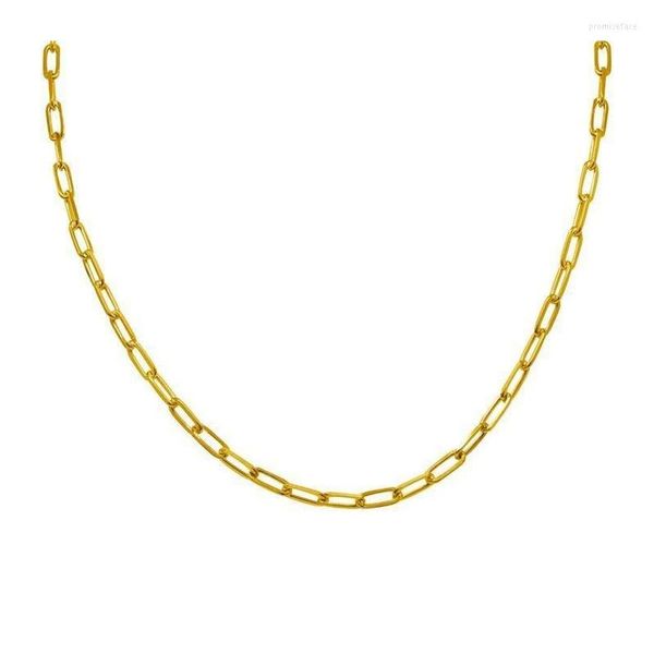 Catene S925 Sterling Silver Classic Fashion Paperclip oro GEOMETRIC Rectangle Chain Necklace for Women Party Gift Wholesale all'ingrosso