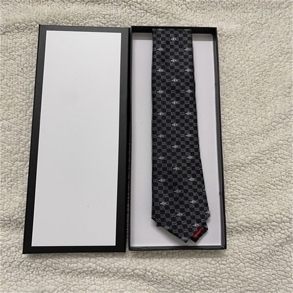 20SS Designer lanchone Men Ties Moda Moda Men￧￣o Letra Impress￣o de Neg￳cios Handmados Cravat 100% Silk Luxury Top com caixa original 888