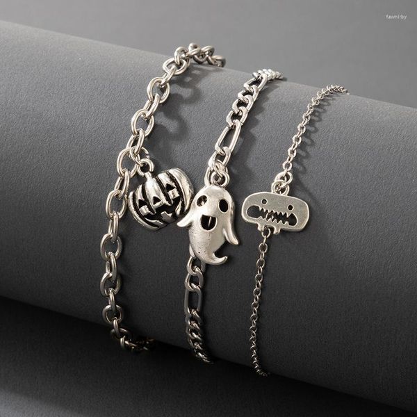 Bracelets de charme A pulseira de empilhamento de empilhamento conjunto feminino Design Feminino Sense Creative Halloween Pumpkin Ghost Geométrico 3-PIEC