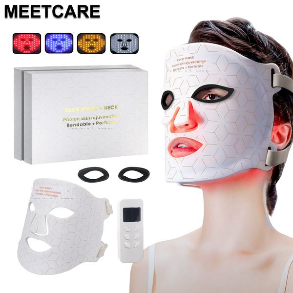 4 colori LED Maschera per il viso Gel di silicone Vicino fotone a infrarossi Terapia Ringiovanimento della pelle Rimozione antirughe Maschera per la pelle del viso SPA