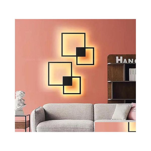 Wandlampen Quadratische Lampe Led Nordic Design Schlafzimmer Wohnzimmer Dekoration Licht Hintergrund DIY Einfache Beleuchtungskörper Drop Lieferung Dhace