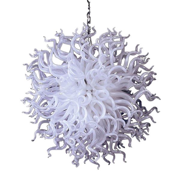 Lampade a sospensione di colore bianco Lampadari in vetro soffiato a mano Luci rotonde Dia32 / 40 pollici Lampadari di cristallo a LED per la nuova decorazione della casa Corridoio GG920