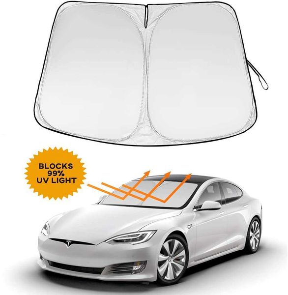 Para Tesla Modelo Y 3 2017-2022 Visor de p￡ra-brisa de carro de carro de carro Blocos de sombra solar Blocks Parasol Coche UV Prote￧￣o do driver