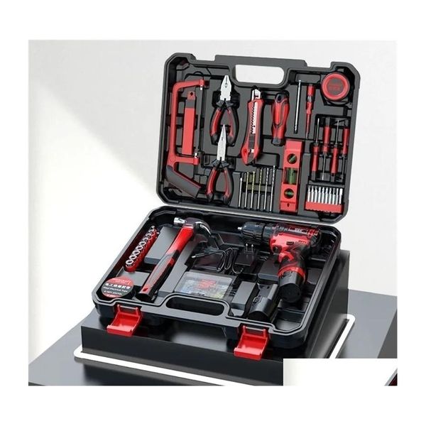 Trapano elettrico Set di utensili manuali Hardware Elettricista Manutenzione Cassetta degli attrezzi multifunzionale Piastra da parete in metallo 220930 Consegna a goccia Giardino domestico Dhgdd