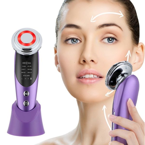 Gesichtsmassagegerät 7-in-1-Facelifting-Gerät Mikrostrom-Hautverjüngungsmassagegerät Lichttherapie Anti-Aging-Falten-Schönheitsgerät 230208