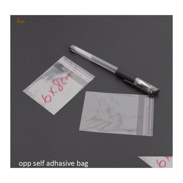 Bolsas de embalagem Promo￧￣o Real 1000pcs Clear Realable Bopp Poly Celofane Bag 6x8cm Transparente Opp Presente Pl￡stico Pl￡stico Self ADHE DH6QY