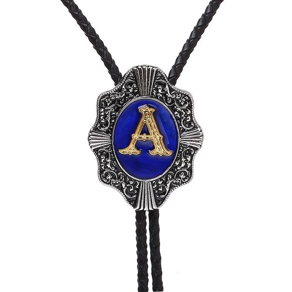 Bolo lances de moda ocidental americana masculina e feminina 26 letras azul bolo tie 230209