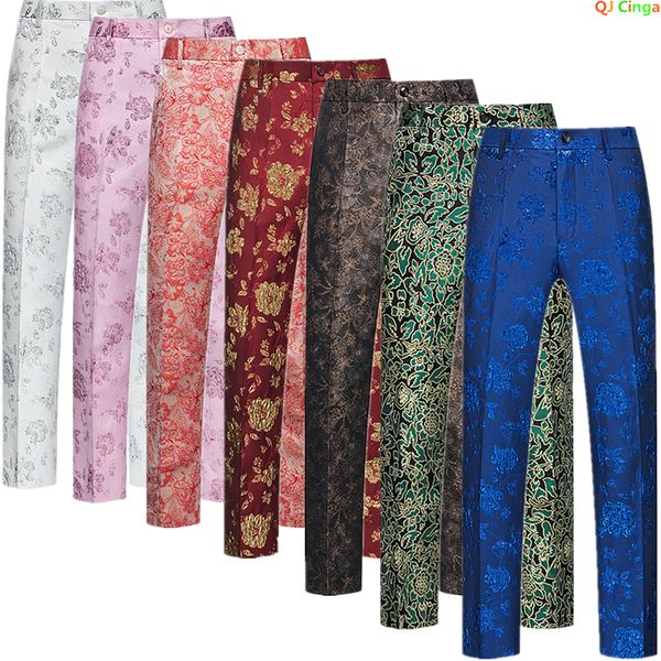 Pantaloni da uomo Autunno Ricamo Pantaloni da completo Moda Casual Blu Rosso Bianco Verde Pantalones Hombre Big Size M5XL 6XL 230209