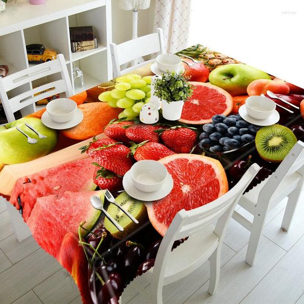 Tischdecke BUNTER KÖNIG Runde quadratische Früchte Tapete Tischdecke Abdeckung 3D Tee Wassermelone Erdbeere Hochzeitsdekoration