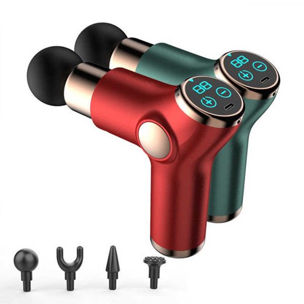 32 Speed Touch Screen LCD Deep Tissue Percussie Spier Mini r Fascial Gun Voor Pijnbestrijding Body Massage 0209