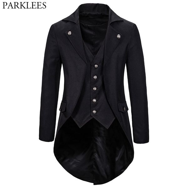 Mens Suits Blazers góticos Victorian Tailcoat Jacket Men Steampunk Cosplay Macan Cosplay Male Pirata Viking Renascença Tuxedo Casacos 2xl 230209