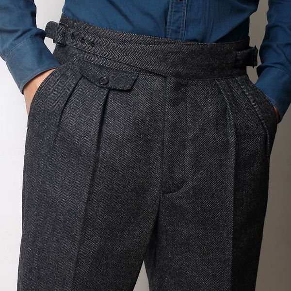 Pantaloni da uomo Autunno Inverno Uomo di alta qualità Fit dritto Abiti da lavoro Casual Pantaloni di lana Lana maschile F214 230209