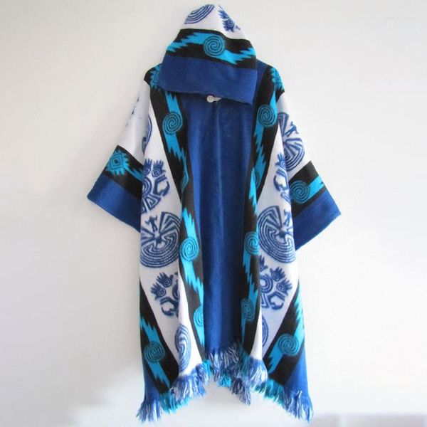Moletons masculinos 2023 Moda Men Shawl tricô retrô impressão de padrões étnicos primavera etono windbreaker feminino capa Cape masculino fora de roupa