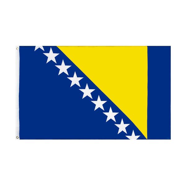 Gartendekoration im Freien 90 * 150 cm Bosnien und Herzegowina Nationalflagge Polyester Nationalflagge Innendekoration 59 * 35,4 Zoll Flagge Nr. 4