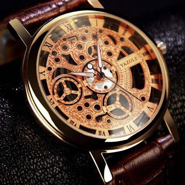 YAZOLE Orologi da uomo Orologio da scheletro Orologio da uomo Orologio da uomo di moda Orologio Relogio Masculino Hombre Saat Orologio da polso2919