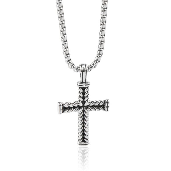 Vintage Herren Halskette mit Kupfer Kreuz Anhänger Punk Mode Schmuck Box Kette Geburtstag Party Geschenk für Jungen