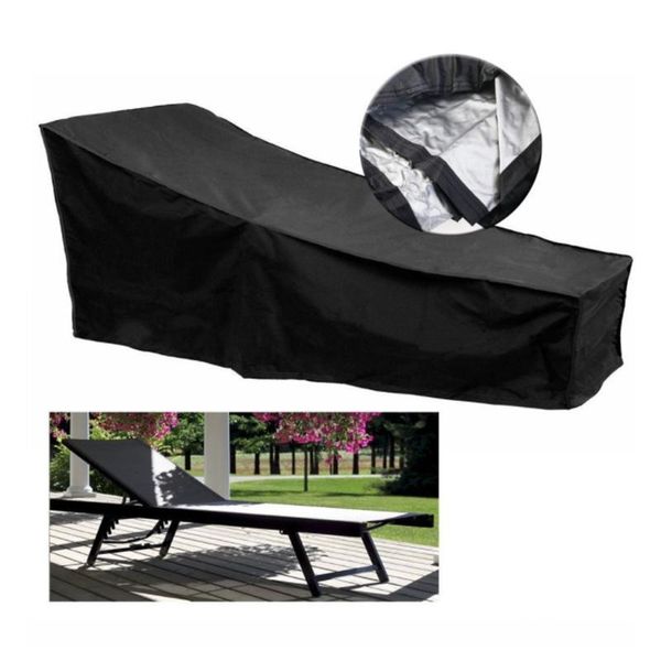 Capas de cadeira 1 PC Garden Balcony Chaise Longe Shed Black Sunshade Impermeável 210d Oxford Ploth Outdoor Furniture Reclinner Capa Durabl Durabl