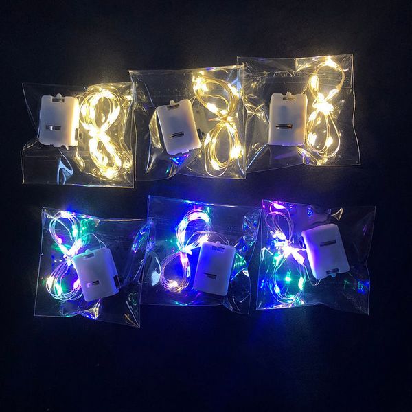Cordas de LED 20/50/100 Ilumina￧￣o de bateria de f￩rias LED Micro arame de cobre Fairy String Lights Partys White/RGB Crestech168