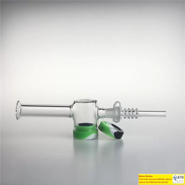 Novo kit de coletor de néctar de vidro de 10 mm de 14 mm com 10 ml de recipiente de silicone de 10 ml Keck Clips Quartz Tip Nector Collector