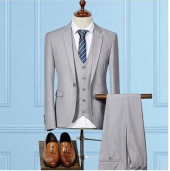 Erkekler Yüksek kaliteli erkekler moda erkekler ince fit iş düğün takım elbise Anzug Herren üç parça (ceket yelek pantolon)