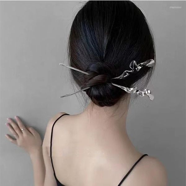 Fermagli per capelli bastoncini cinesi in metallo irregolarità tornante in lega per le donne 2023 bacchette per chignon di moda gioielleria copricapo quotidiano