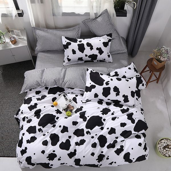 Bedding Sets White Black Cow Leopard Capa de cama estampada Conjunto infantil Tampa de edredo