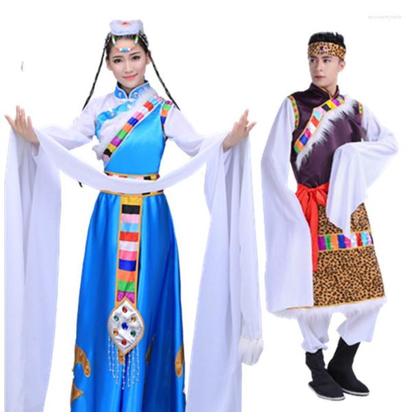Stage Use manga longa Zang National Dance Trajes para homens homens chineses antigos clássicos tibetanos roupas de performance roupas de performance