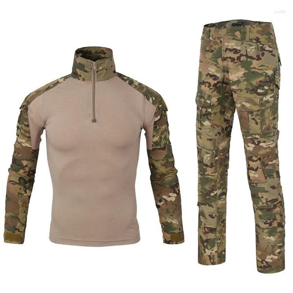 Tute da uomo Esercito Uniforme Militare Tuta mimetica tattica Uomo Combattimento Camicia a maniche lunghe Pantaloni cargo Attrezzatura Set da esterno