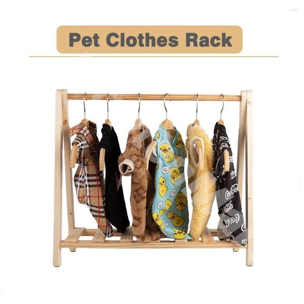 Vestuário para cães pet gato gato de madeira para roupas de guarda -roupa acessórios de armazenamento (tamanho: s)