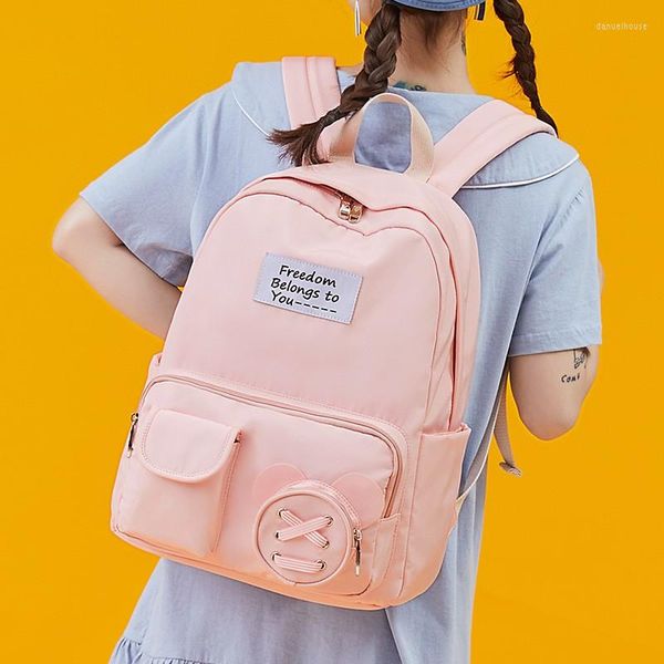 Bolsas de escola Popoos Moda à prova d'água Large Women Backpack ombro para meninas adolescentes Laptop Rucksack Bookbags Mochilas
