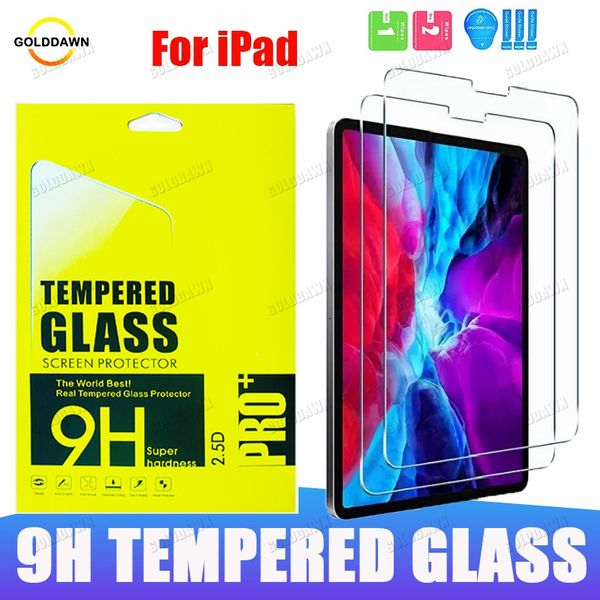 IPad için 9H Tablet Ekran Koruyucusu 10 10.9 11 inç 2022 10.2 inç Air 6 Pro 9.7 Pro 12.9 Mini 6 8.3 inç 5 3 2 Kağıt Paketleri ile Temizli Cam Film