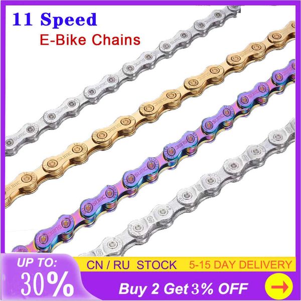 Original 11 velocidades 136 Links Bicycle Chain com fivela mágica para as e-cadeias de médias motores Bike elétrico P 0210