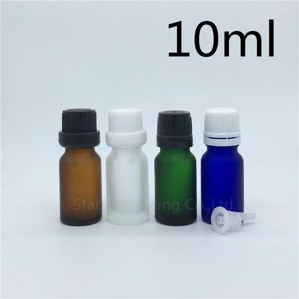 Aufbewahrungsflaschen, Reiseflasche, 10 ml, grün, blau, bernsteinfarben, transparente Milchglasfläschchen, ätherisches Öl mit manipulationssicherer Kappe, 10 Stück