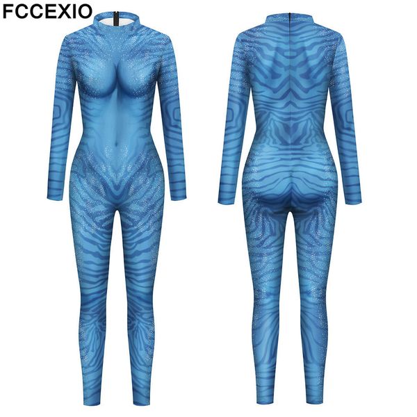 Женские комбинезоны Dompers Fccexio The Movies Pattern 3D Print Sexy Bodysuits Женщины с длинным рукавом Косплей комбинезон 230210