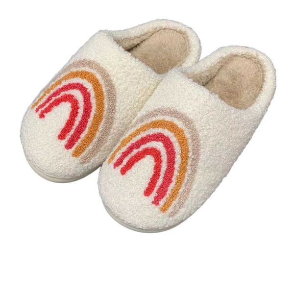 Pantofole Nuove arrivo Ins Populante carine arcobaleno peluche inverno caldo morbido da letto da letto interno da letto Sliforo Smasia per regalo G230210