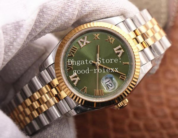 36-миллиметровые часы для мужчин Часы мужские Bp Olive Green Wimbledon Automatic 2813 Jubilee Bracelet Crystal Diamond Date Yellow Gold Steel Rhinestone Bpf Golden Wristwatches