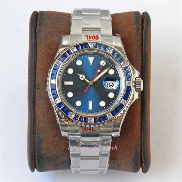 Assista Rainbow Stones Bezel Blue Dial GMT II 40mm 904L 126715 Cal Eta3186 Movimento Sapphire ￠ prova d'￡gua luminosa