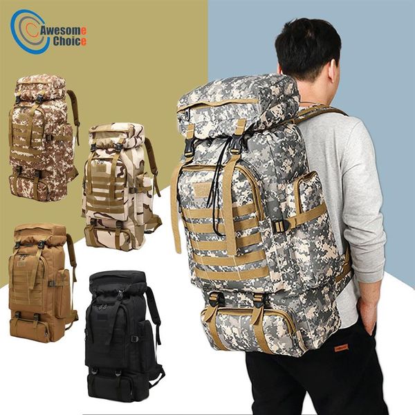 80L de escalada à prova d'água para caminhada militar Backpack Back Saco Camping Montanhismo Esporte ao ar livre Molle 3p Bag3020