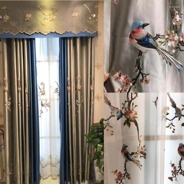 Cortinas de cortina para sala de jantar estilo estilo quarto chinês de alta precisão Bordado de produto acabado por porta personalizada